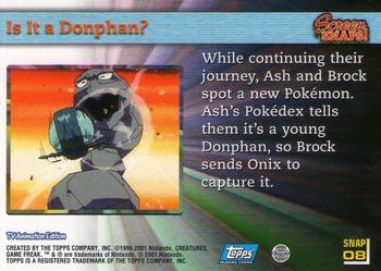 2001 Topps Pokemon Johto (UK) #SNAP08 Is It a Donphan? Back